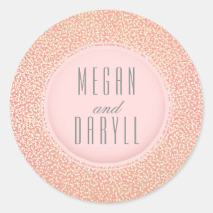 Sticker Rond Parties scintillant or Vintage Mariage rose