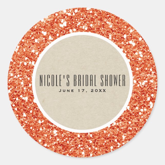 Sticker Rond Parties scintillant orange & Rustic Kraft Fall Spa (Devant)