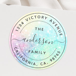 Sticker Rond Parties scintillant Pastel Bokeh Girly Colorée Mot