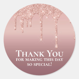 Sticker Rond Parties scintillant pétillante Merci rose Favor