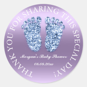 Sticker Rond Parties scintillant Pieds Baby shower Favoriser Me