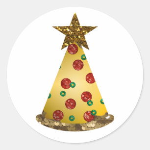Sticker Rond parties scintillant pizza arbre de noël
