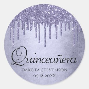 Sticker Rond Parties scintillant pourpre de séchage   Lavender 