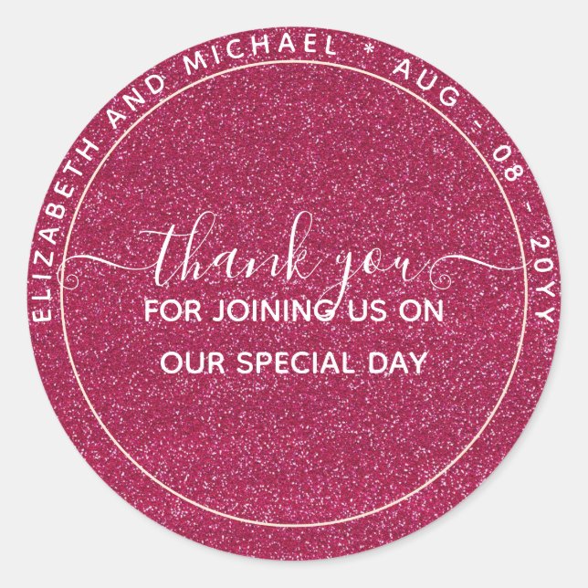 Sticker Rond Parties scintillant Regardez Merci FAVORISER DONNE (Devant)