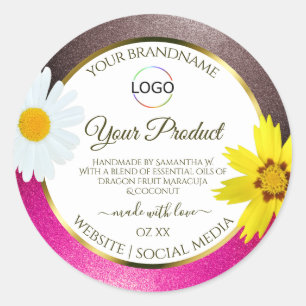 Sticker Rond Parties scintillant rose Bourgogne Blanc Produit L