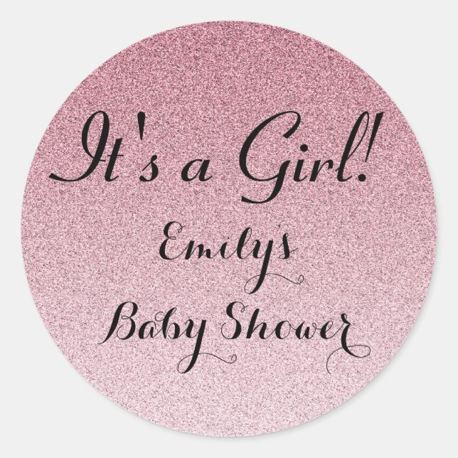 Sticker Rond Parties scintillant rose C'est une fille Baby show (Devant)
