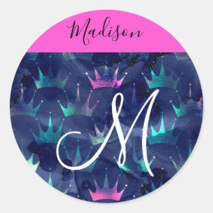 Sticker Rond Parties scintillant rose chaud étincelles Mermaid 