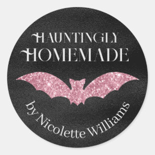 Sticker Rond Parties scintillant rose chauve Halloween fait mai