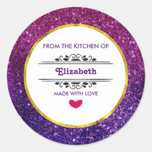 Sticker Rond Parties scintillant rose et violet Étincelle Pierr