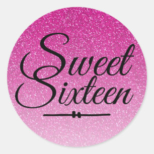 Sticker Rond Parties scintillant rose faux moderne ombre Sweet 