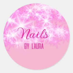 Sticker Rond Parties scintillant rose girly pastel ongles ajout