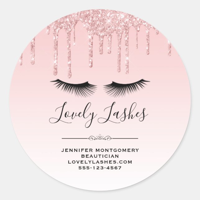 Sticker Rond Parties scintillant rose moderne Drives & Eyelashe (Devant)