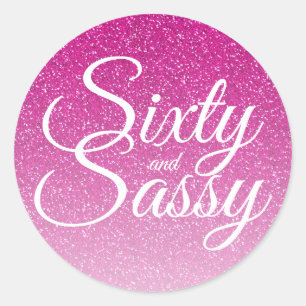 Sticker Rond Parties scintillant rose Ombre 60 et Sassy 60e ann