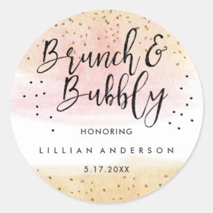 Sticker Rond Parties scintillant rose or Brunch et Fête des mar