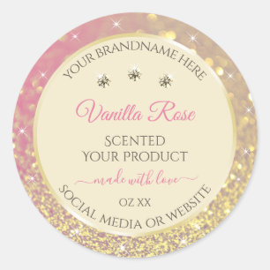 Sticker Rond Parties scintillant rose or étincelle Crème Étique