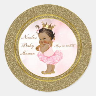 Sticker Rond Parties scintillant rose or Princesse Vintage Tan 