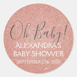 Sticker Rond Parties scintillant Rose Rose Gold et étincelle Oh