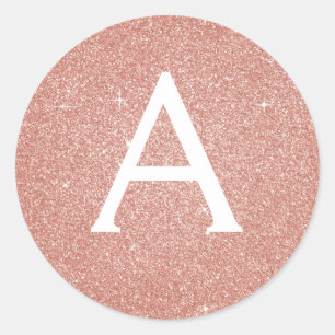 Sticker Rond Parties scintillant rose Rose or et Monogramme éti