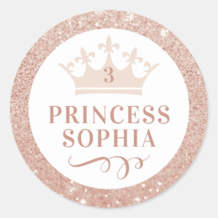 Sticker Rond Parties scintillant rose vif Princess Party Favori