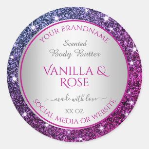 Sticker Rond Parties scintillant rose violet Étoiles étincelles