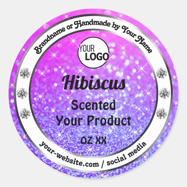 Sticker Rond Parties scintillant rose violet mousseux Logo Étiq (Devant)