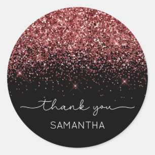 Sticker Rond Parties scintillant rouge foncé brillant Merci de