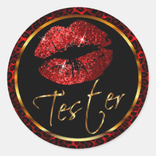 Sticker Rond Parties scintillant rouge lèvres sur Empreinte de