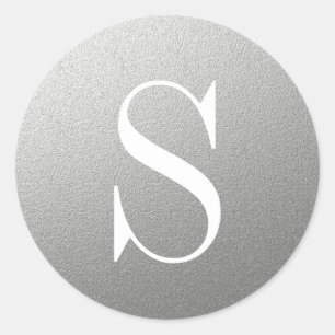 Sticker Rond Parties scintillant Silver Monogramme initial