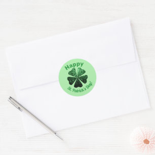 Sticker Rond Parties scintillant vert foncé pétillant Shamrock 