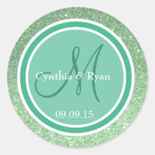 Sticker Rond Parties scintillant verte et Mariage de menthe