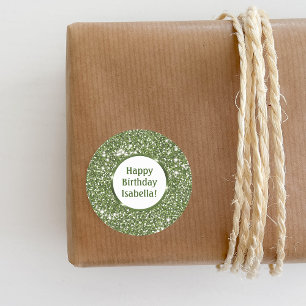 Sticker Rond Parties scintillant verte Faux Texture personnalis