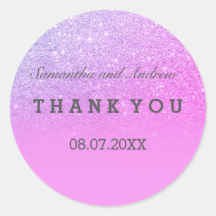 Sticker Rond Parties scintillant violet chic rose ombre Merci