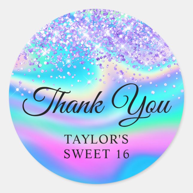 Sticker Rond Parties scintillant violet clair Iridescente Sweet (Devant)