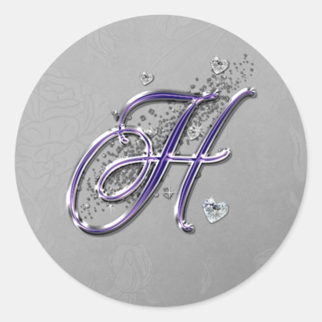 Sticker Rond Parties scintillant violet et argenté Fancy Script (Devant)