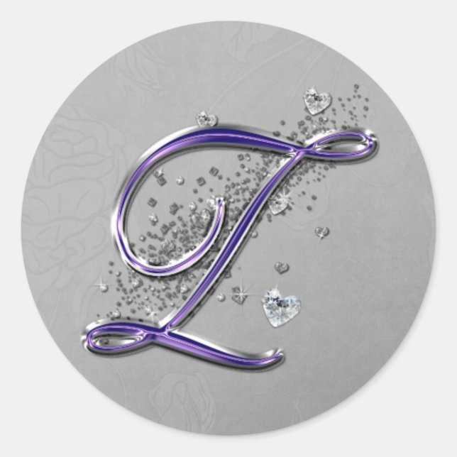 Sticker Rond Parties scintillant violet et argenté Fancy Script (Devant)
