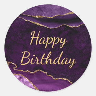Sticker Rond Parties scintillant violet et or Marbre Agate Anni