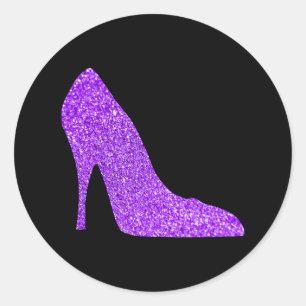 Sticker Rond Parties scintillant violet fille haute talon noir