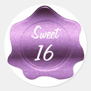 Sticker Rond Parties scintillant violet Look cire Sceau personn
