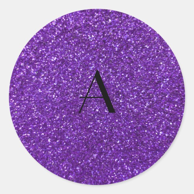 Sticker Rond Parties scintillant violet monogramme (Devant)