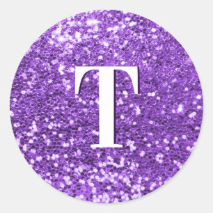 Sticker Rond Parties scintillant violette brillante à coller Mo