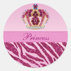 Sticker Rond Parties scintillant Zebra Princess rose