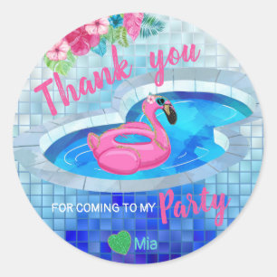 Sticker Rond Parties scintillantes d'autocollant de Flamant