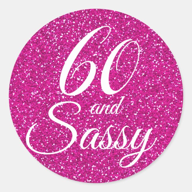 Sticker Rond Parties scintillantes roses 60 et soixantième (Devant)