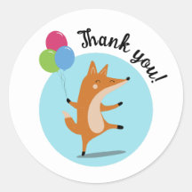 Party Fox With Balloons Custom Text