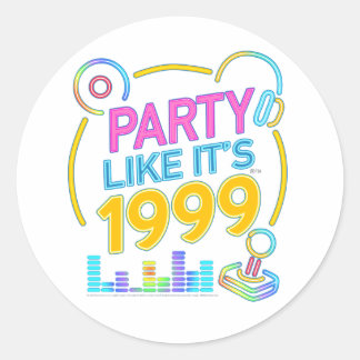 Sticker Rond Party Like It’s 1999®™ – Neon Soundtrack