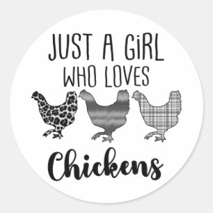 Sticker Rond Pas 1/2, Juste Une Fille Qui Aime Les Poulets, Drô