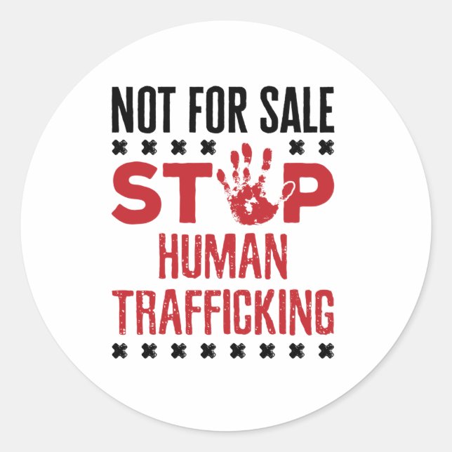 Sticker Rond Pas à vendre Stop Human Trafic (Devant)