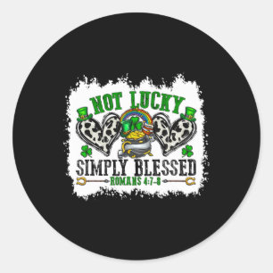 Sticker Rond Pas chanceux simplement bénie Croix Chrétienne St