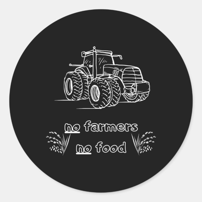 Sticker Rond Pas d'agriculteurs Pas de nourriture (Devant)