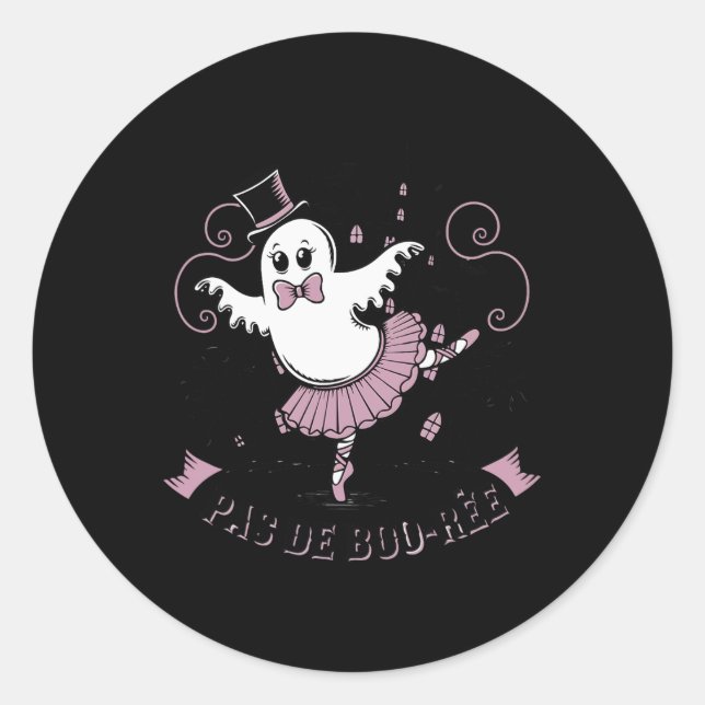 Sticker Rond Pas De Boo-rée Danse De Ballet Éffrayant Ghost Hal (Devant)
